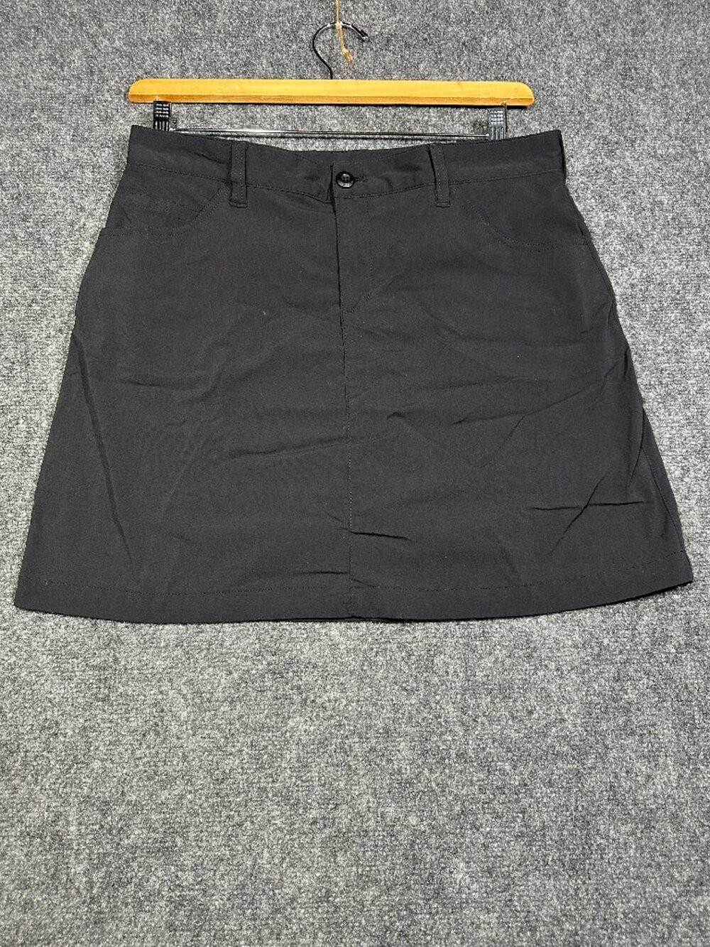 Eddie Bauer Travex Skort Womens 8 Black Nylon Stretch Pull On Golf Tennis Pocket